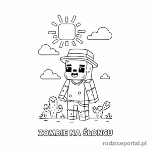 Kolorowanka Minecraft - Zombie na słońcu