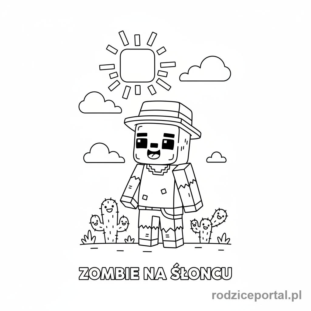 Kolorowanka Minecraft - Zombie na słońcu