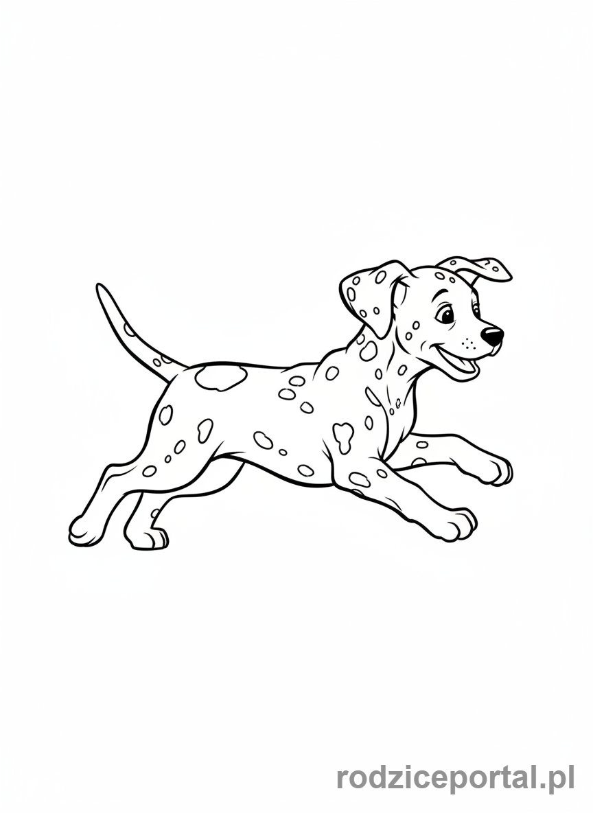 Kolorowanka Pieski - Dalmatyńczyk biegający z wyraźnymi kropkami.