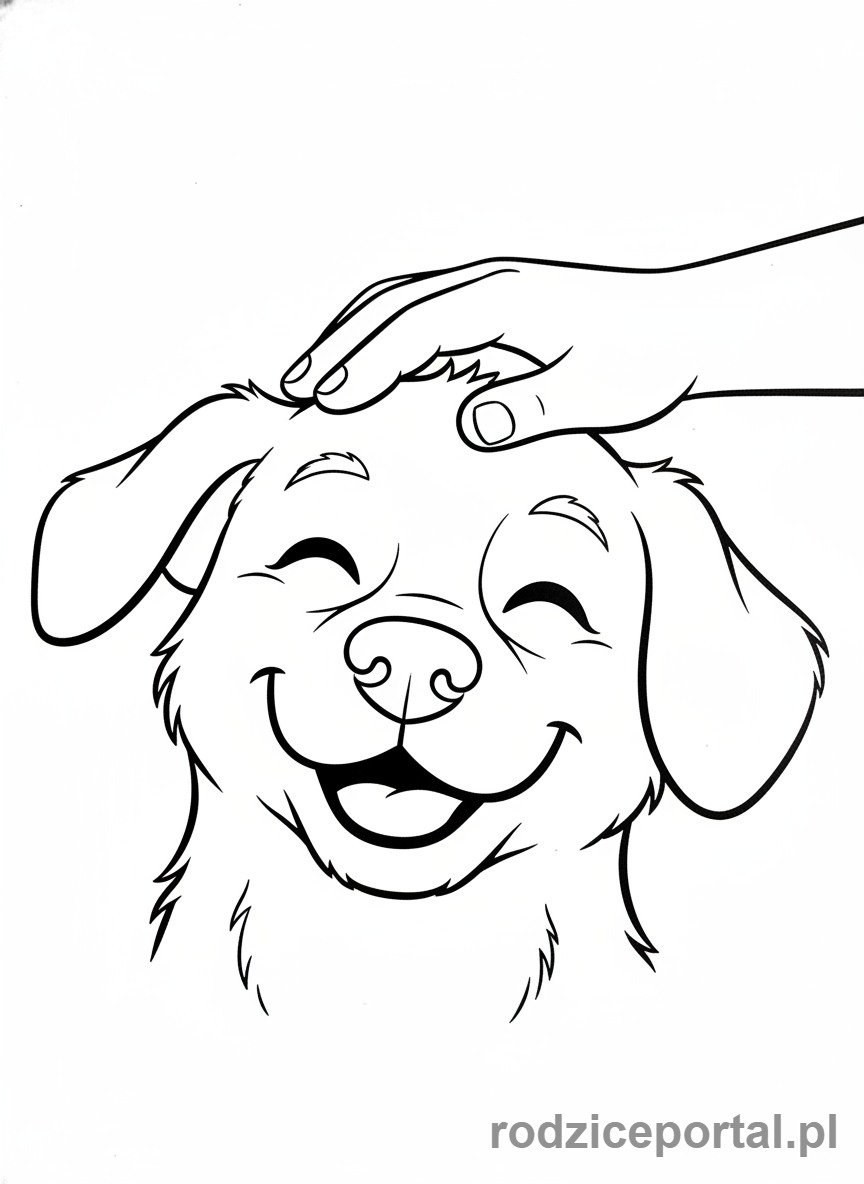 Kolorowanka Pieski - Piesek głaskany przez rękę