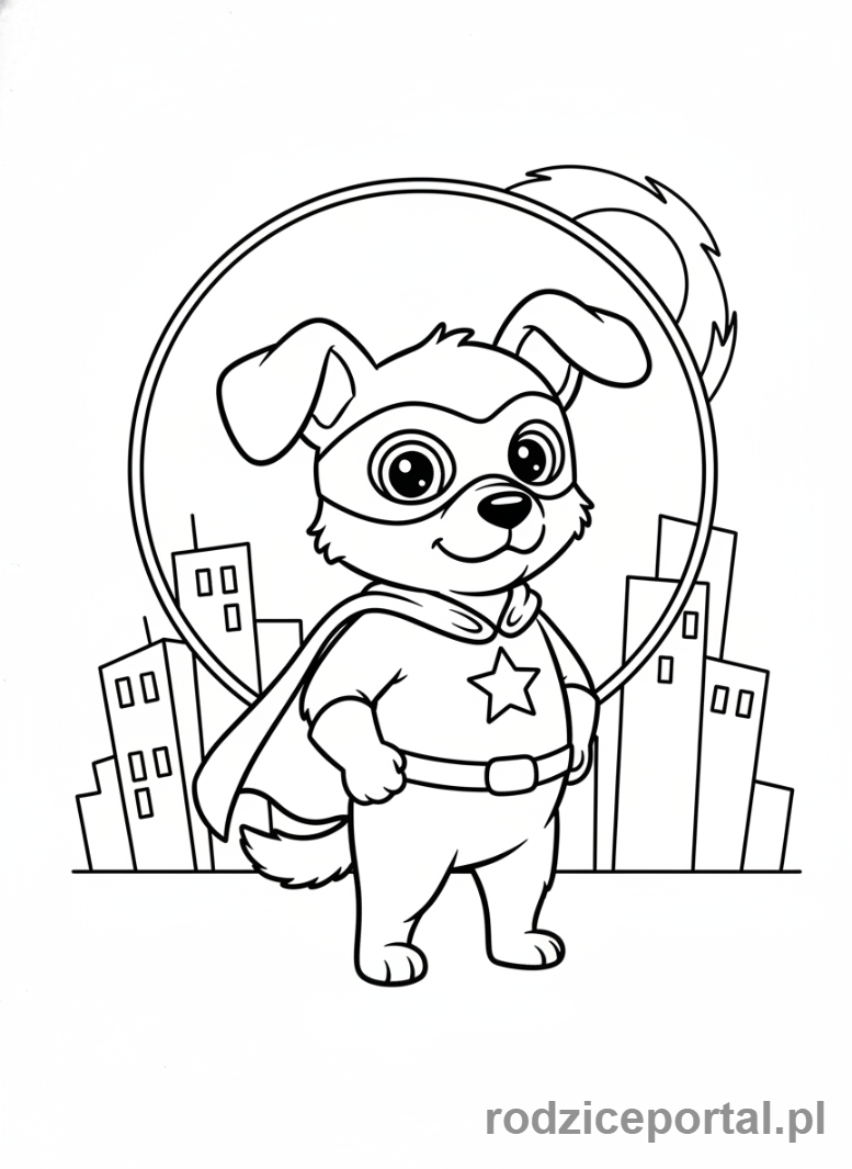Kolorowanka Pieski - Piesek przebrany za superbohatera