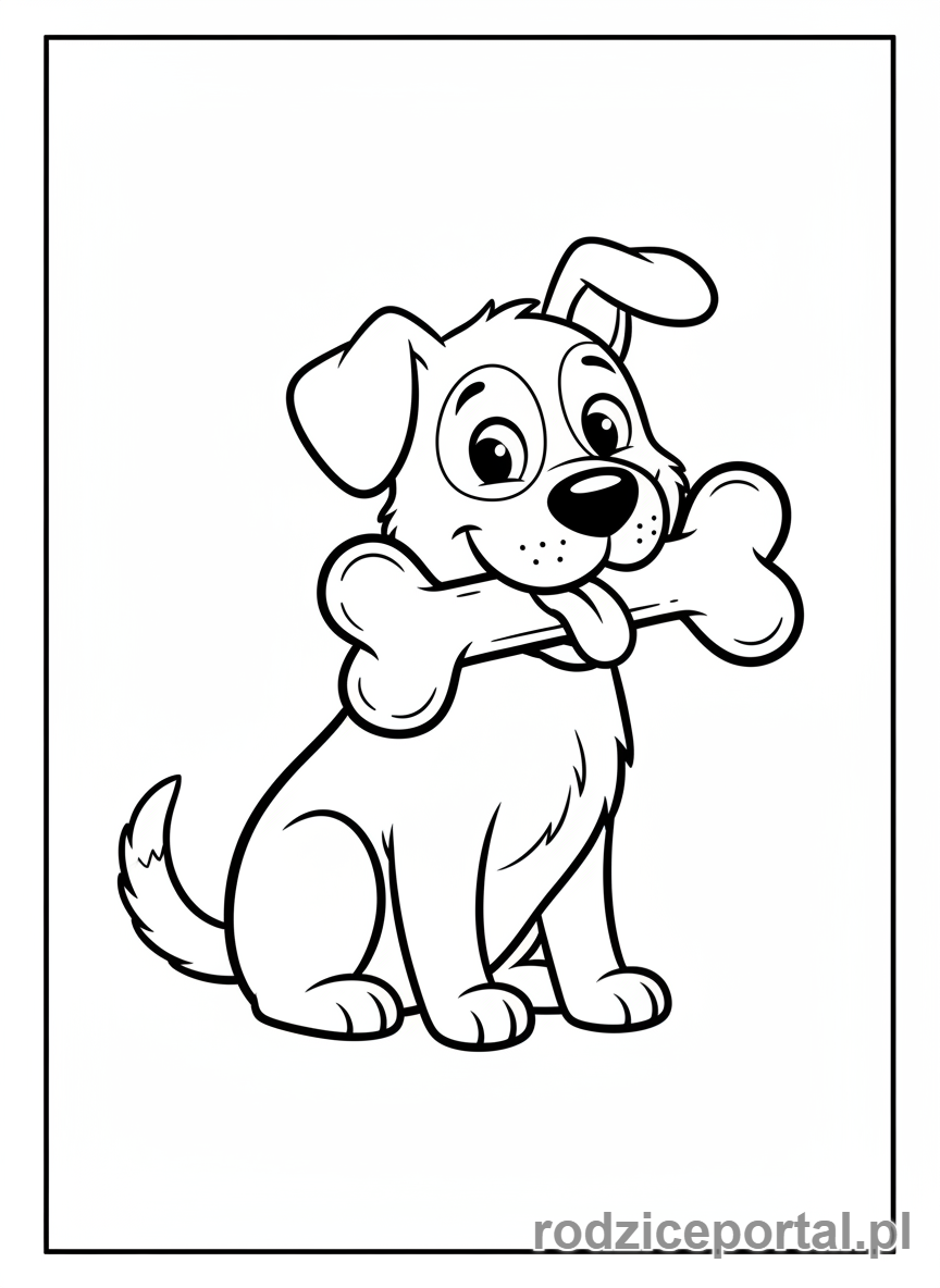 Kolorowanka Pieski - Piesek z kością