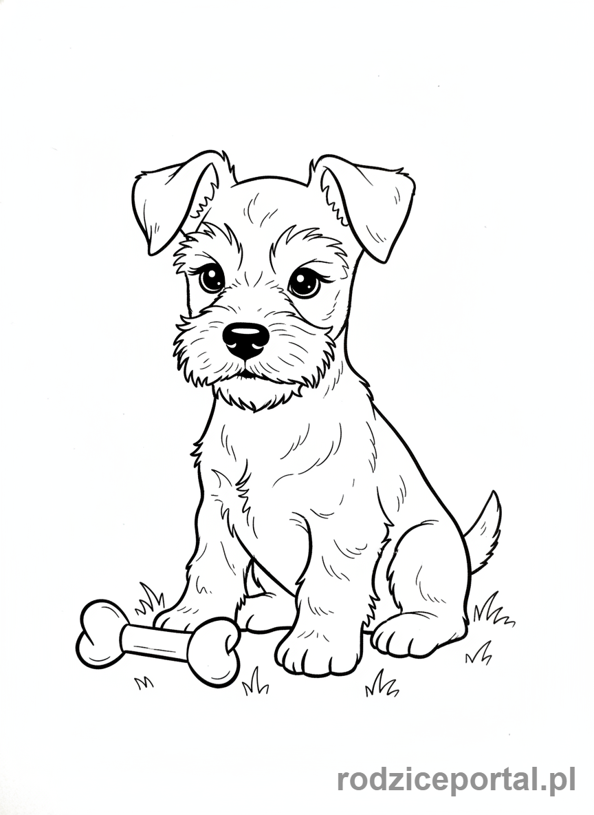 Kolorowanka Pieski - Sznaucer Miniaturowy z charakterystyczną brodą.