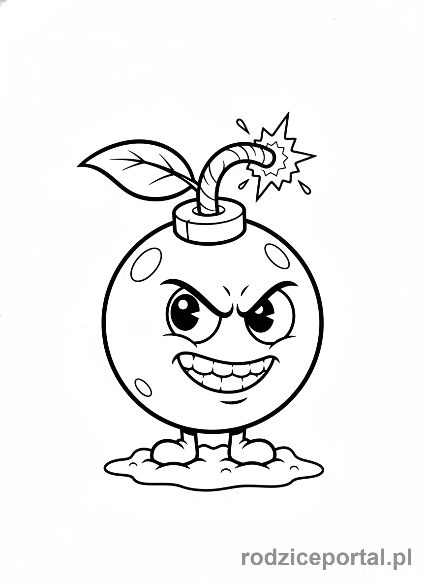 Kolorowanka Plants Vs Zombies - Bomba Wiśniowa gotowa do wybuchu