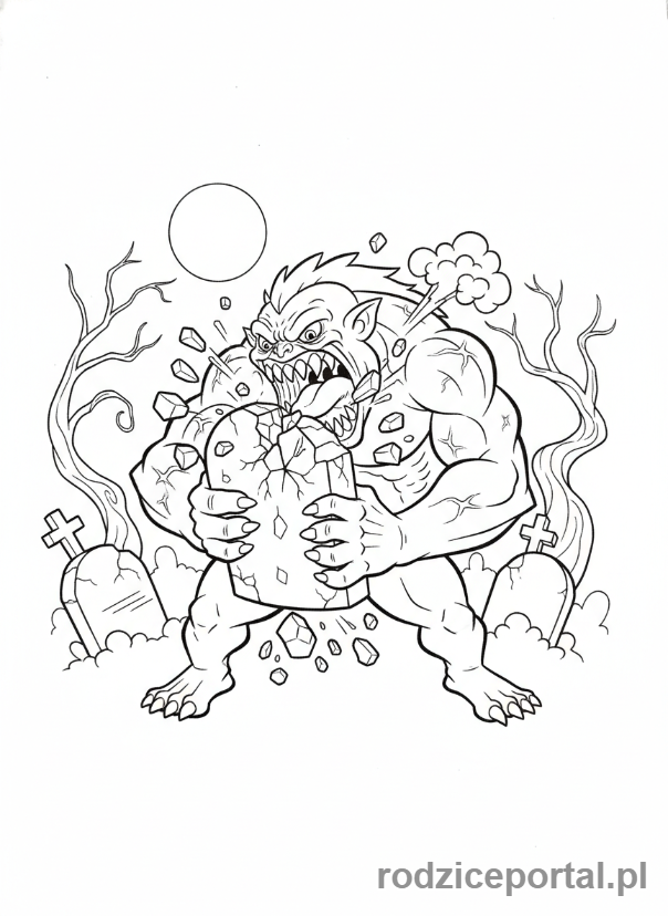 Kolorowanka Plants Vs Zombies - Grave Buster niszczący nagrobek.