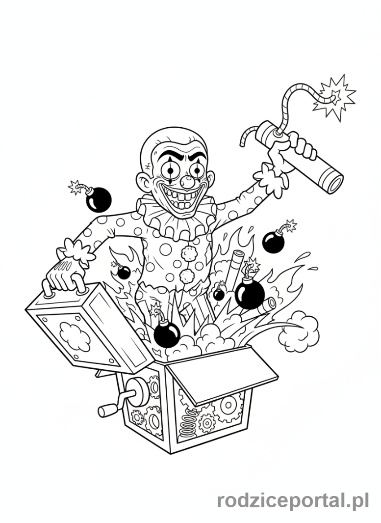 Kolorowanka Plants Vs Zombies - Jack-in-the-Box Zombie z pudełkiem.