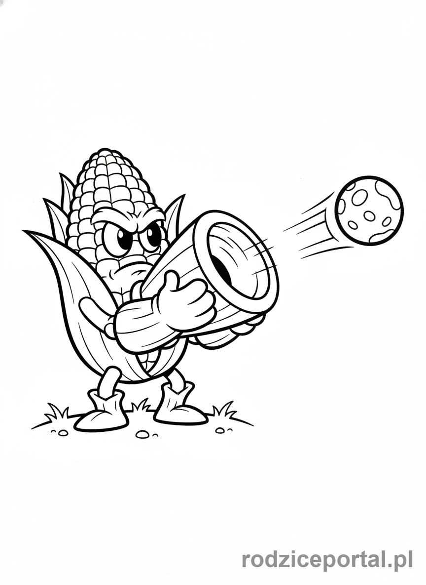 Kolorowanka Plants Vs Zombies - Kukurydzianka strzelająca kukurydzą.