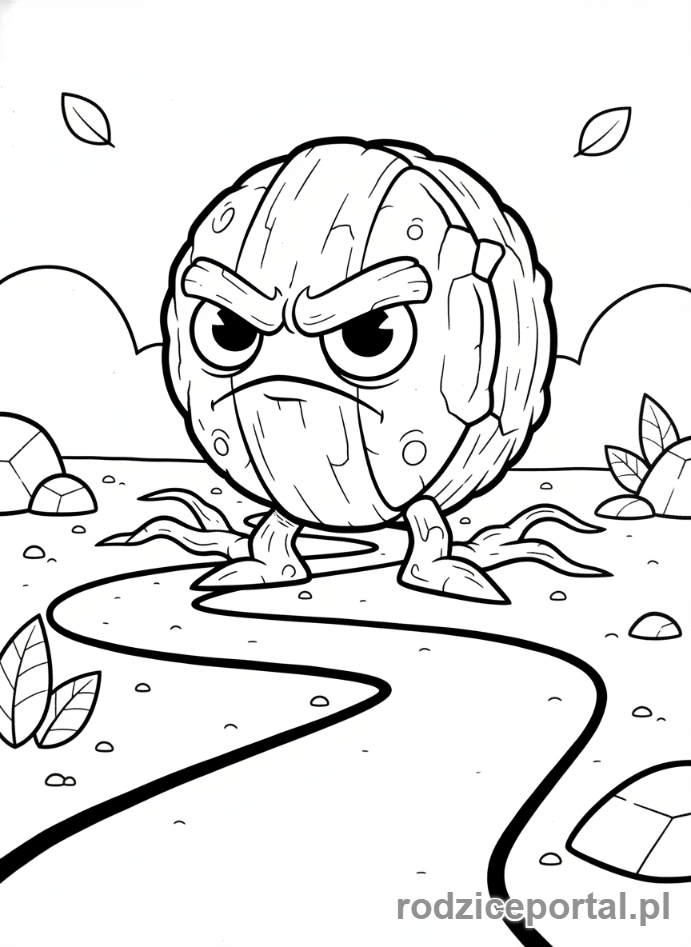 Kolorowanka Plants Vs Zombies - Orzech-mur blokujący drogę zombie