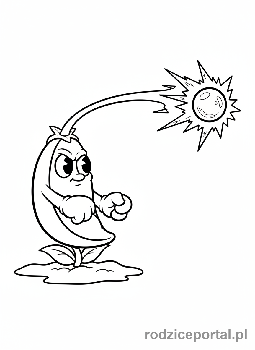 Kolorowanka Plants Vs Zombies - Śnieżny Groszek strzelający mrożonym groszkiem