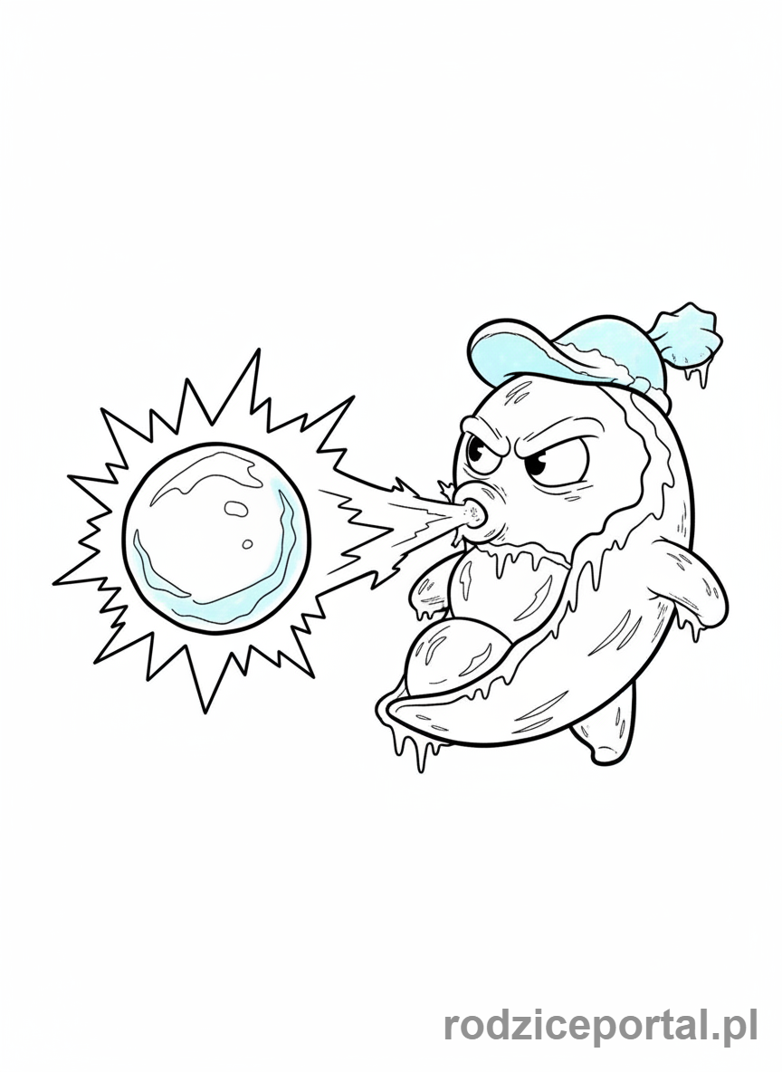 Kolorowanka Plants Vs Zombies - Snow Pea zamrażający zombie.