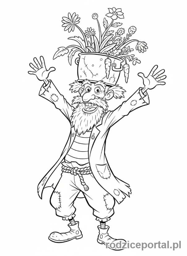 Kolorowanka Plants Vs Zombies - Szurnięty Dave z garnkiem na głowie