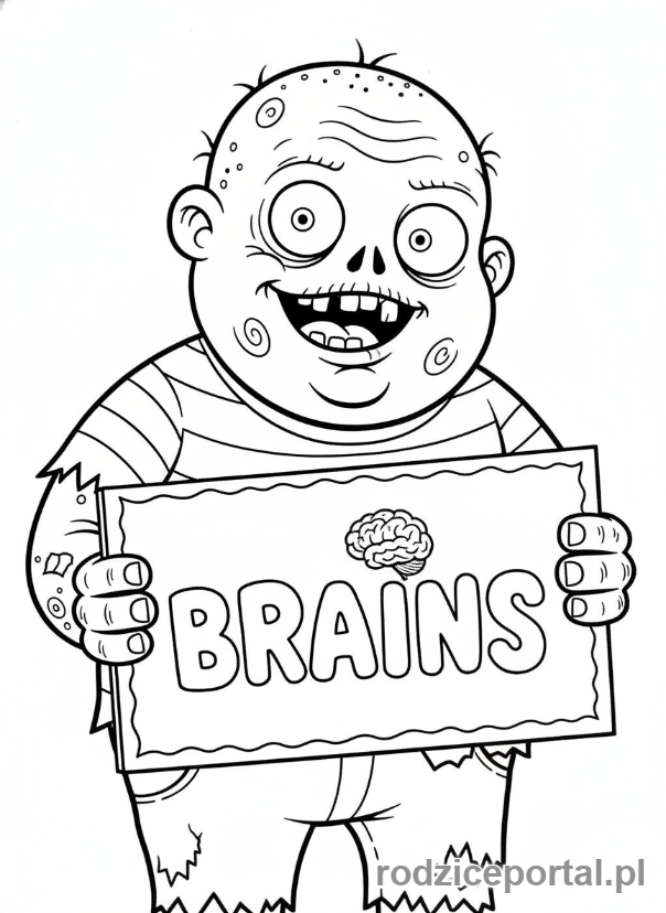 Kolorowanka Plants Vs Zombies - Zombie jedzące mózgi.