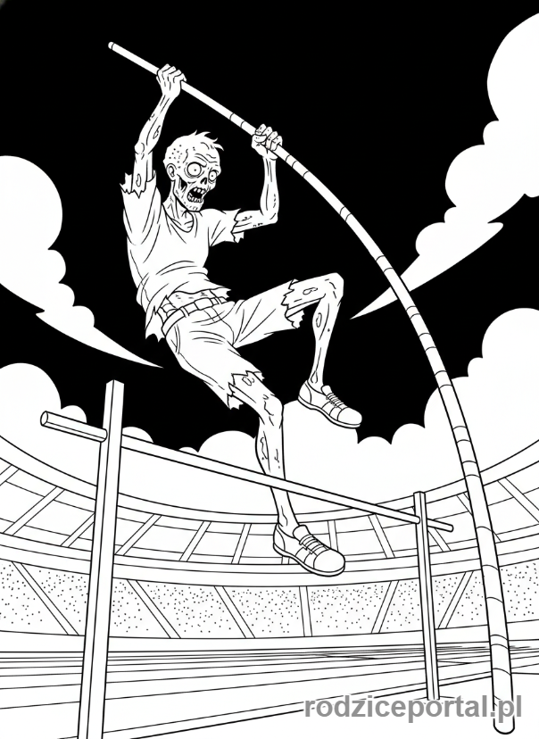 Kolorowanka Plants Vs Zombies - Zombie z kijem do skoków.