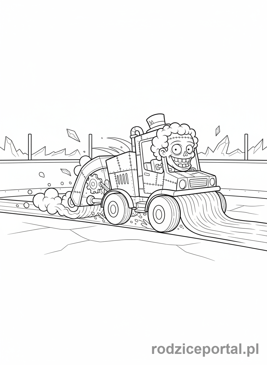 Kolorowanka Plants Vs Zombies - Zomboni na lodzie.