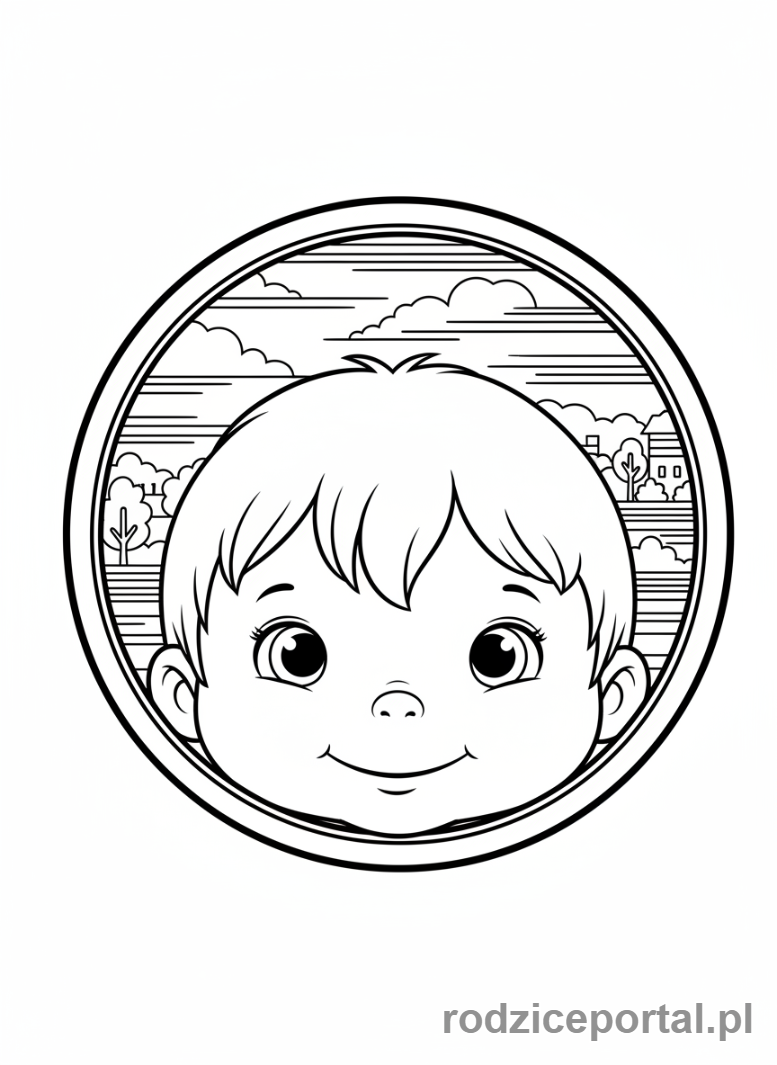 Kolorowanka Pociągi - Dziecko patrzące przez okno pociągu.