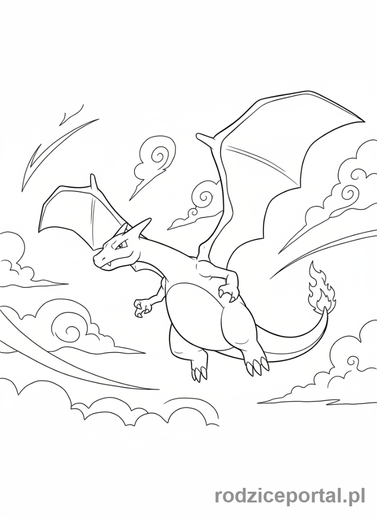 Kolorowanka Pokemon - Charizard w locie