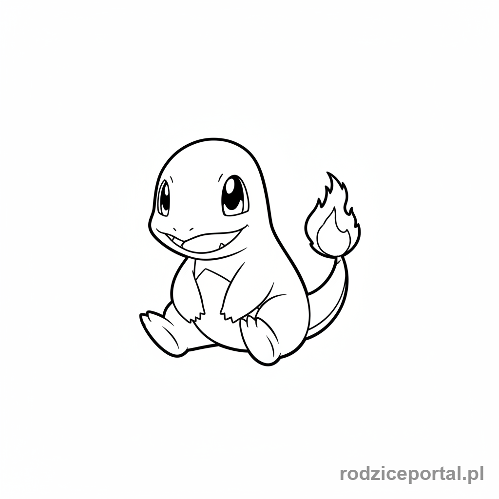 Kolorowanka Pokemon - Charmander z płomieniem