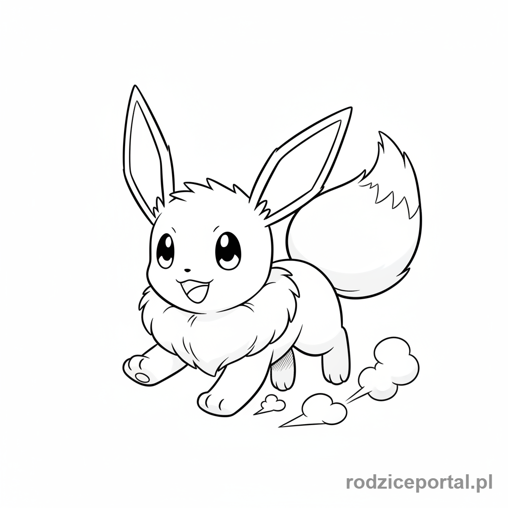 Kolorowanka Pokemon - Eevee biegnie radośnie