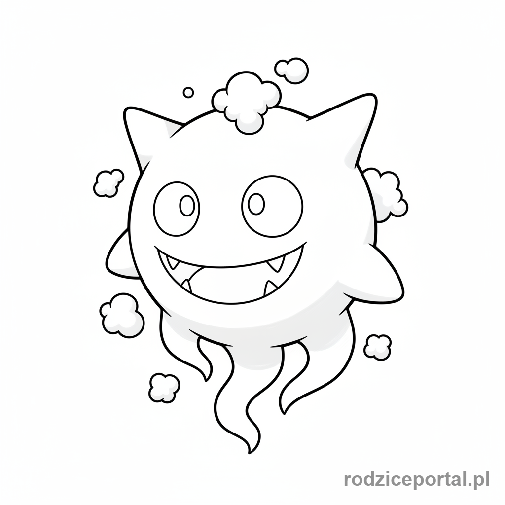 Kolorowanka Pokemon - Gastly unoszący się w powietrzu