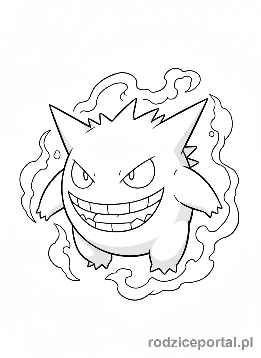 Kolorowanka Pokemon - Gengar psocący
