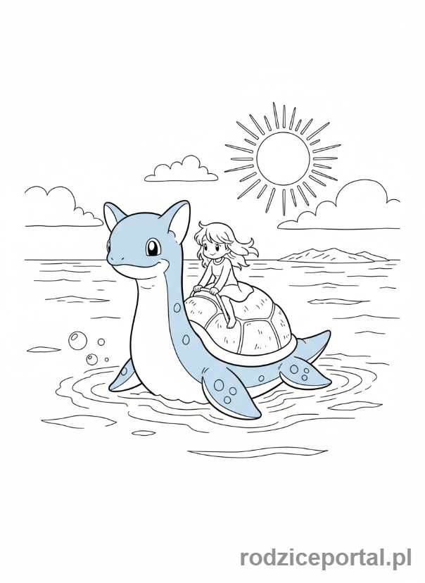 Kolorowanka Pokemon - Lapras płynący w oceanie