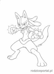 Kolorowanka Pokemon - Lucario walczący
