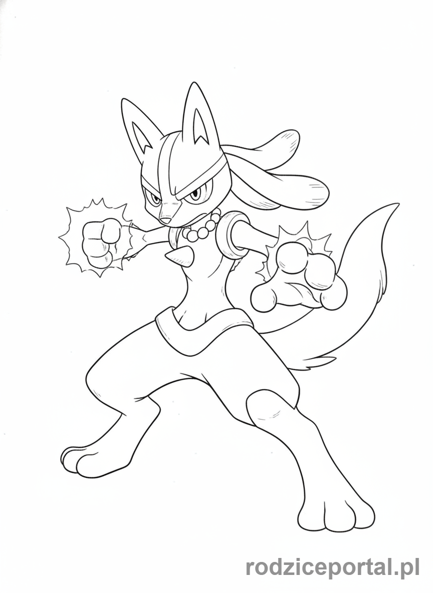 Kolorowanka Pokemon - Lucario walczący