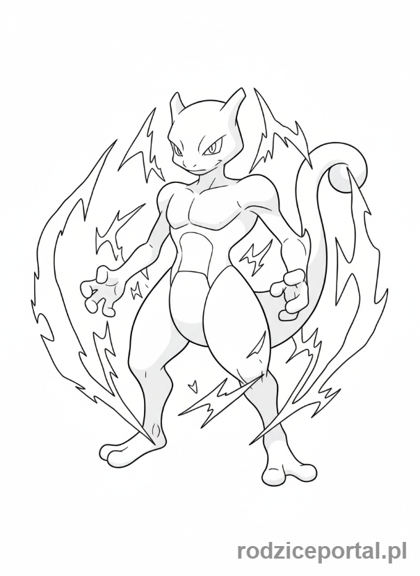 Kolorowanka Pokemon - Mewtwo potężny