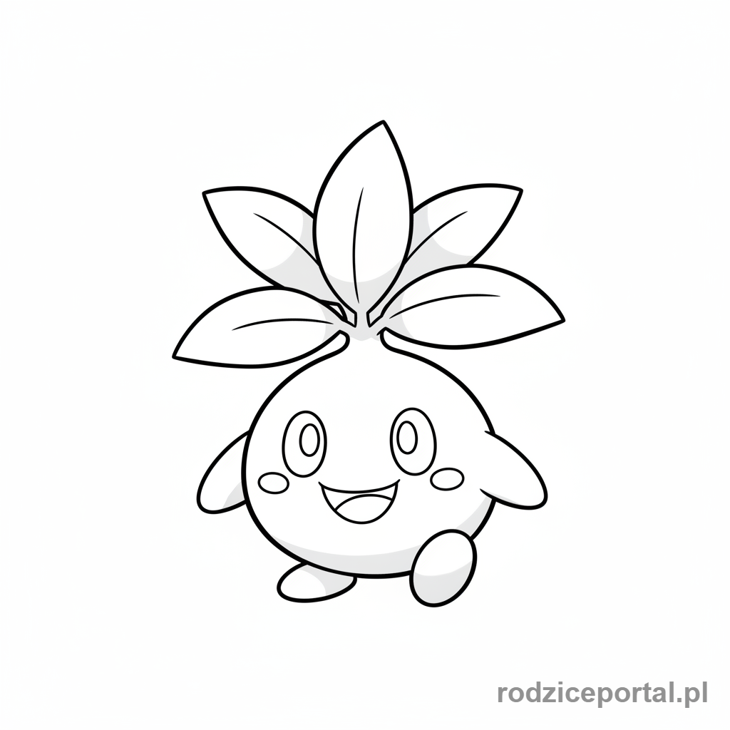 Kolorowanka Pokemon - Oddish z listkami na głowie