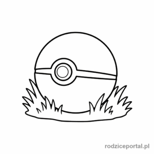 Kolorowanka Pokemon - Pokeball leżący na trawie