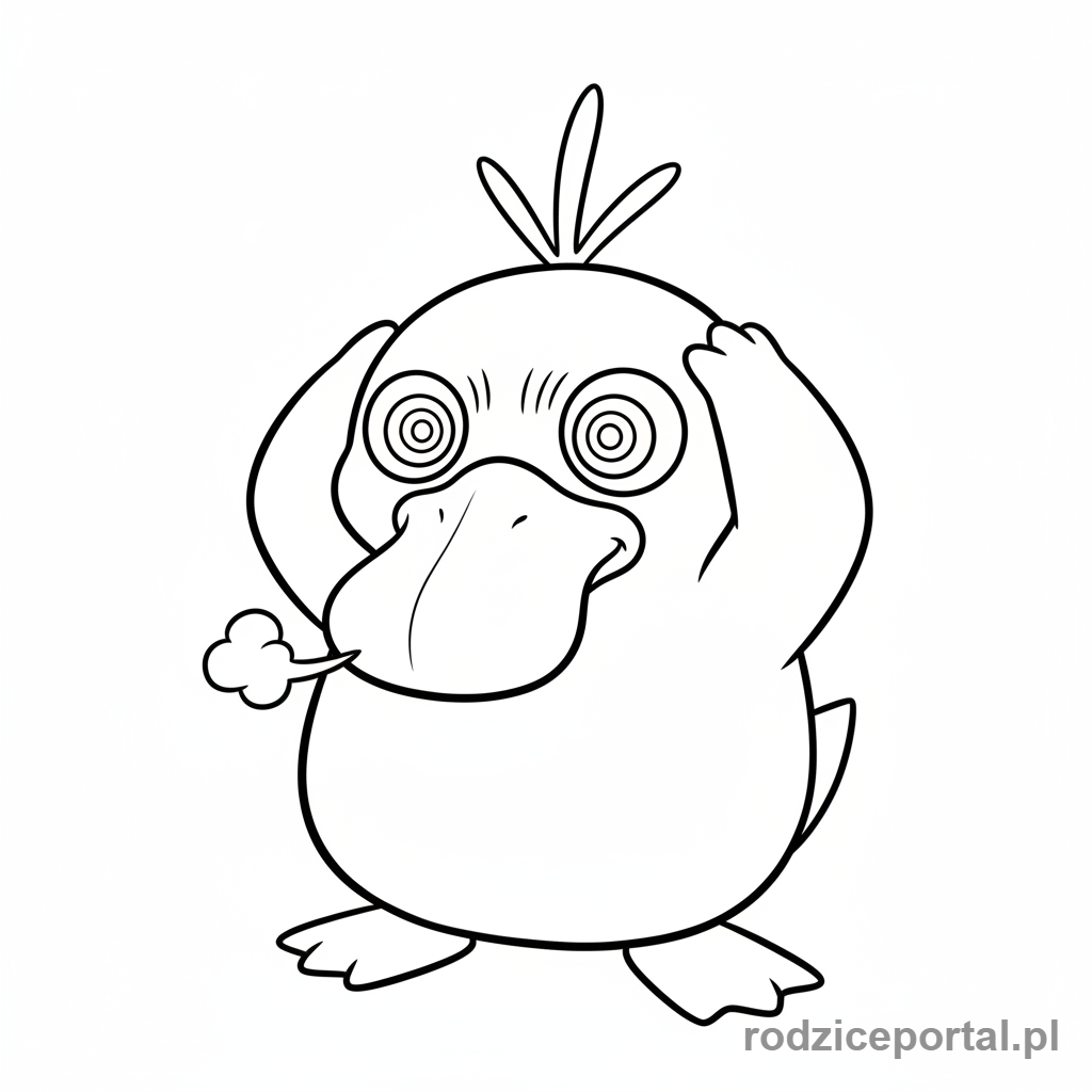 Kolorowanka Pokemon - Psyduck trzyma się za głowę