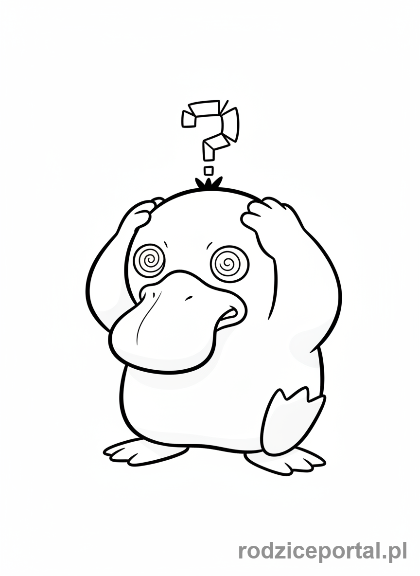 Kolorowanka Pokemon - Psyduck z bólem głowy