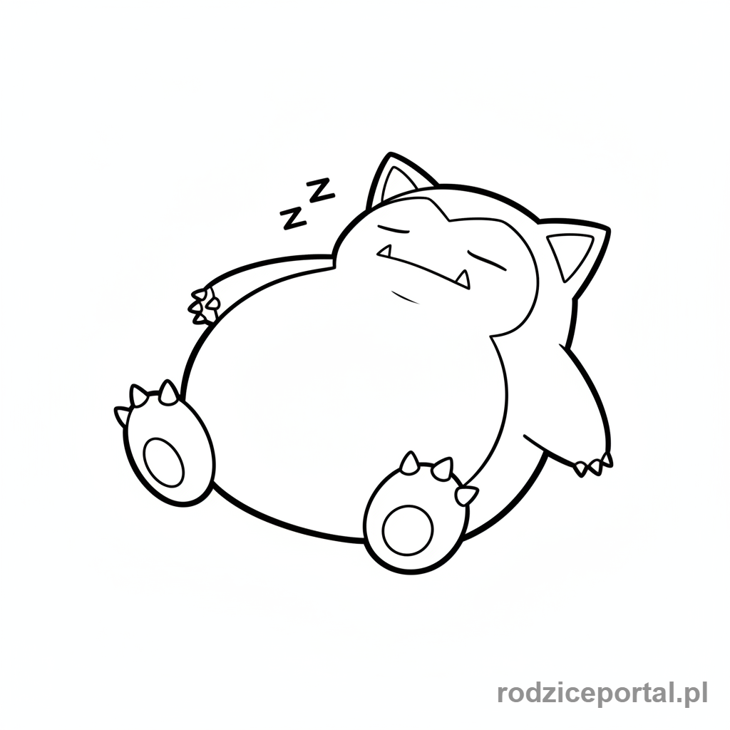 Kolorowanka Pokemon - Snorlax smacznie śpi