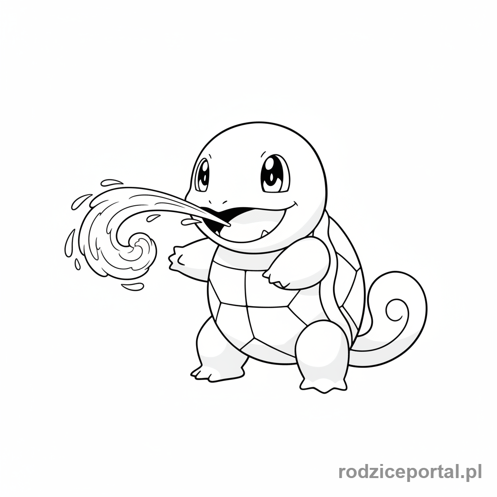 Kolorowanka Pokemon - Squirtle pryskający wodą