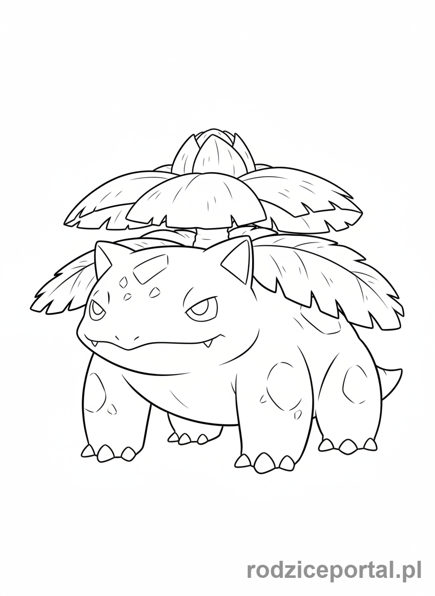 Kolorowanka Pokemon - Venusaur z kwiatem na grzbiecie