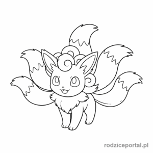 Kolorowanka Pokemon - Vulpix z puszystymi ogonami