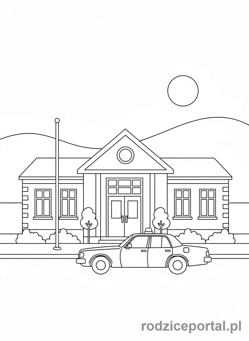 Kolorowanka Policja - Budynek posterunku policji