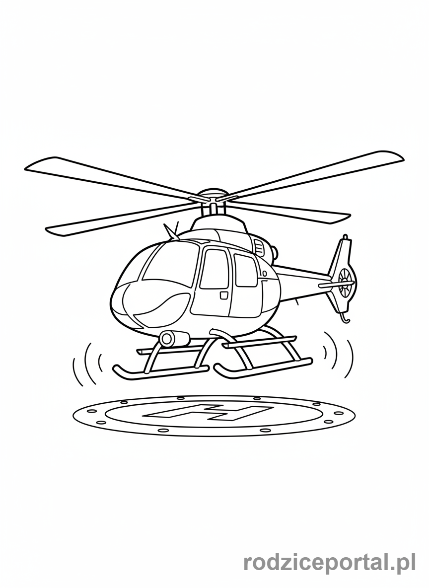 Kolorowanka Policja - Helikopter policyjny lądujący