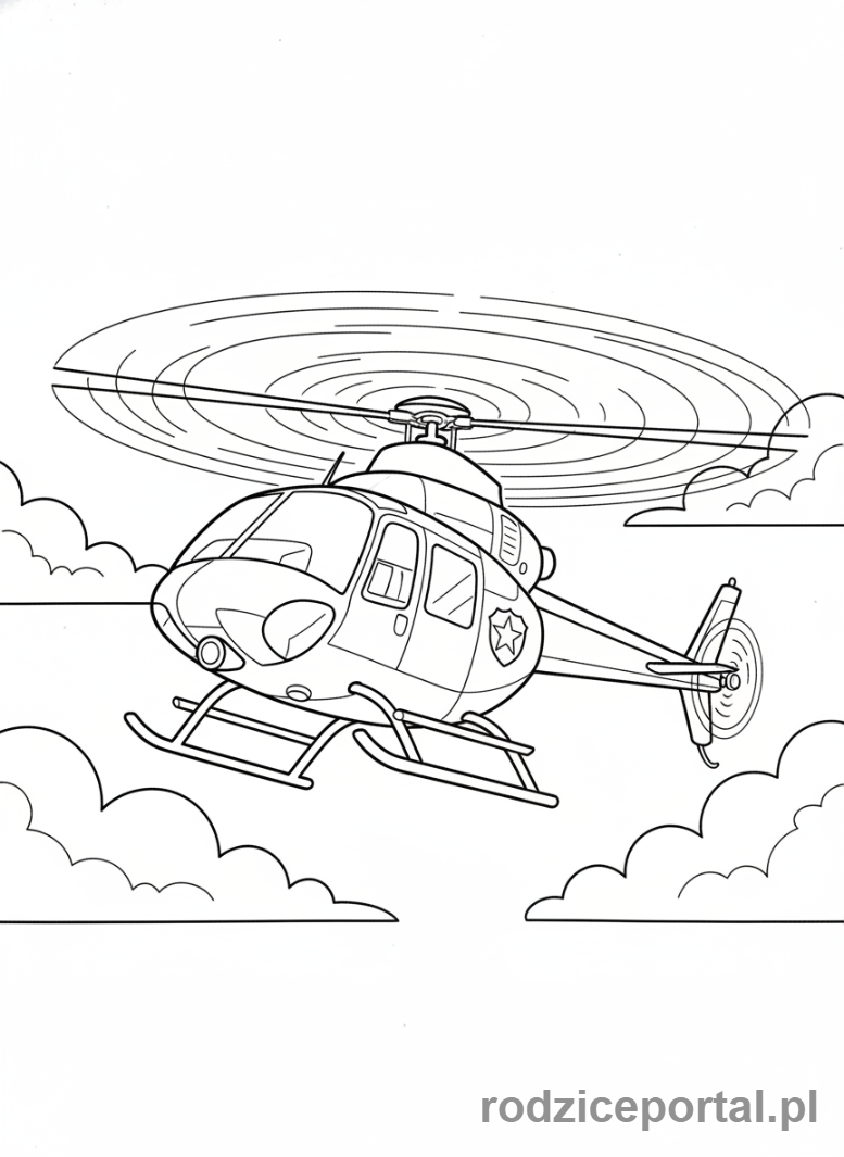 Kolorowanka Policja - Helikopter policyjny w locie
