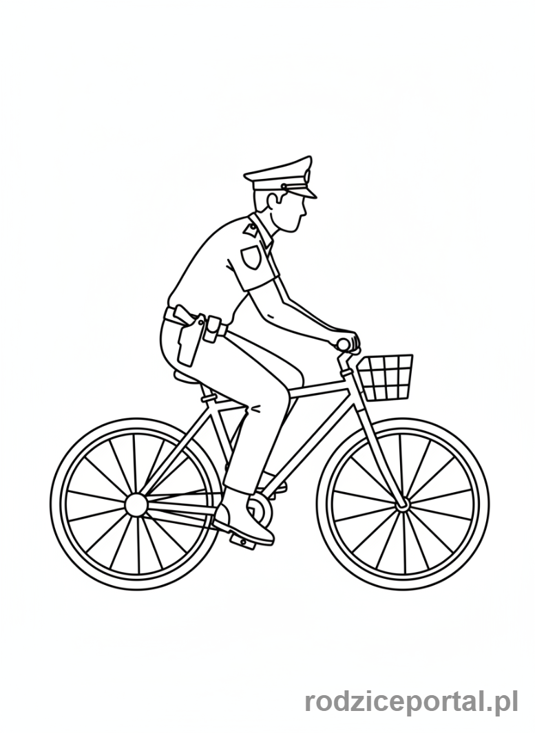 Kolorowanka Policja - Policjant na rowerze