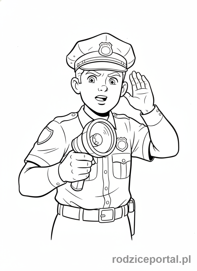 Kolorowanka Policja - Policjant z latarką