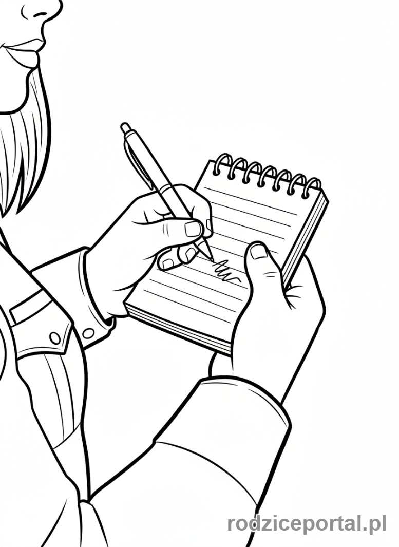 Kolorowanka Policja - Policjantka z notesem