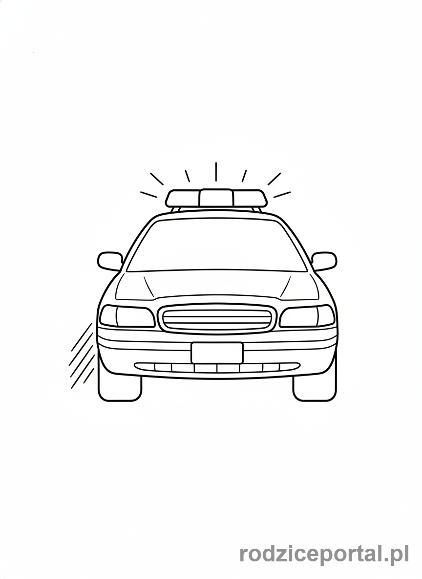 Kolorowanka Policja - Radiowóz na sygnale