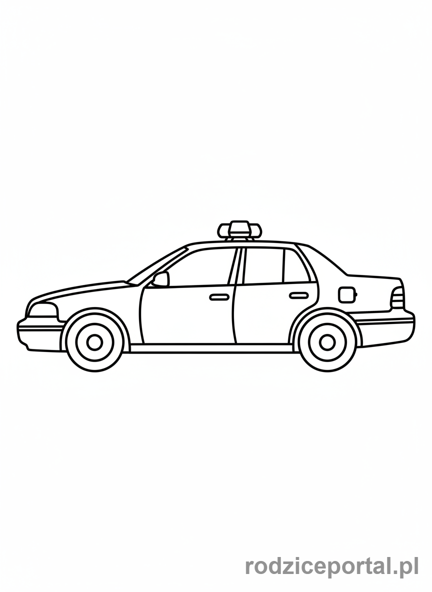 Kolorowanka Policja - Radiowóz policyjny z boku
