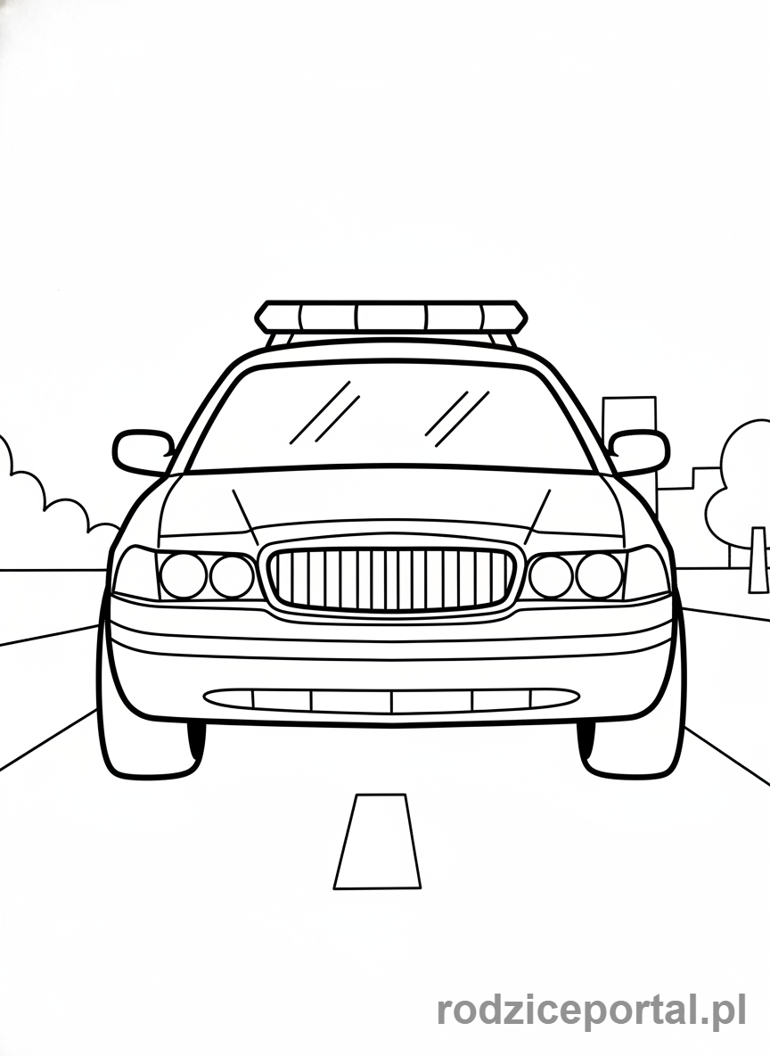 Kolorowanka Policja - Radiowóz policyjny z przodu