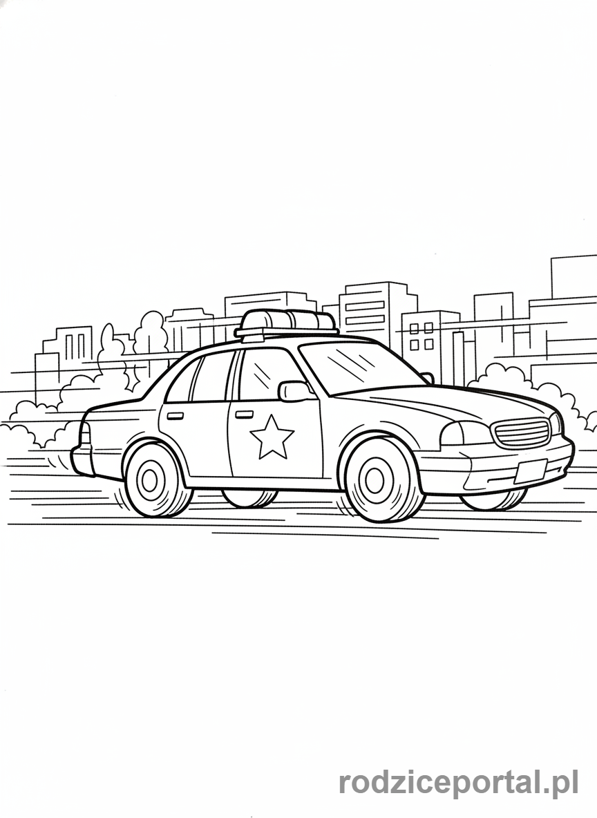 Kolorowanka Policja - Radiowóz w pościgu