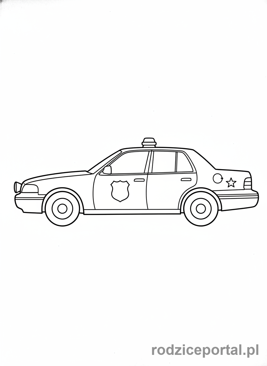 Kolorowanka Policja - Radiowóz z boku