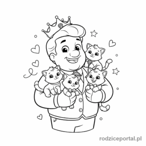 Kolorowanka Psi Patrol - Burmistrz Humdinger z kotkami.