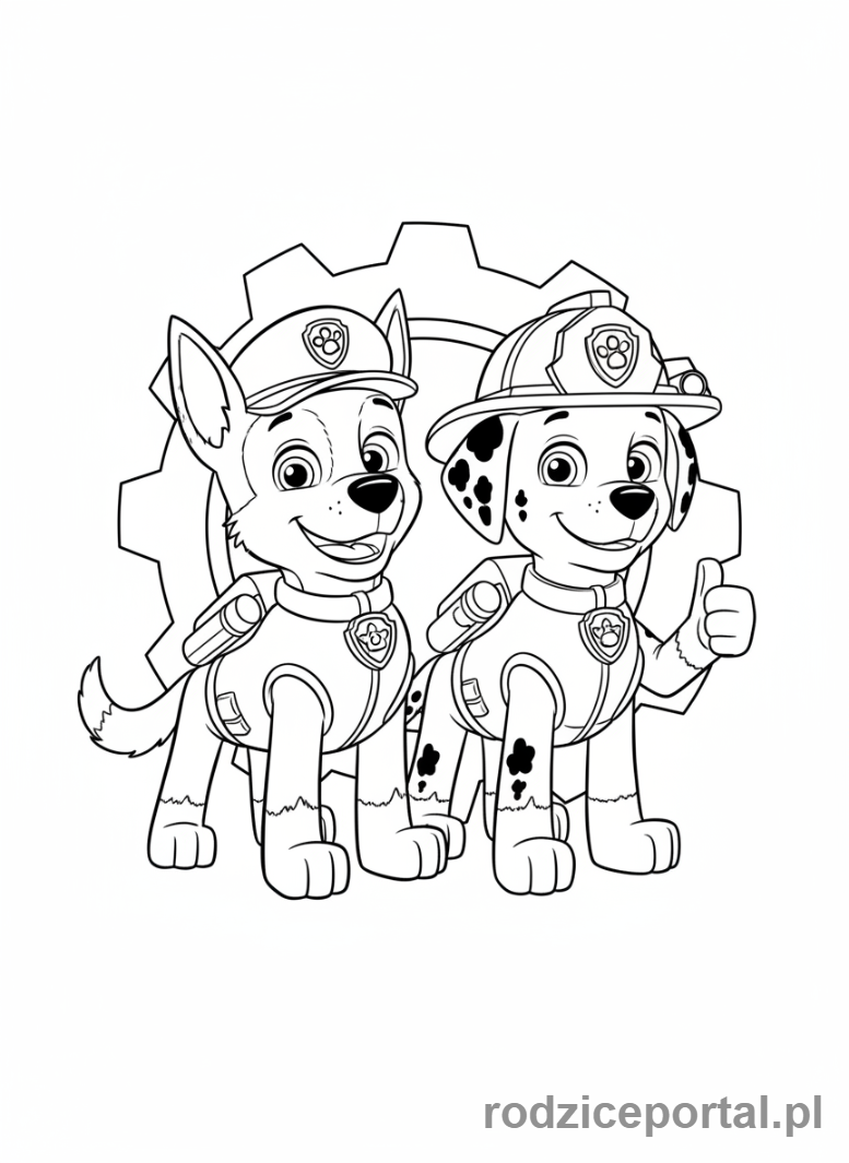 Kolorowanka Psi Patrol - Chase i Marshall razem
