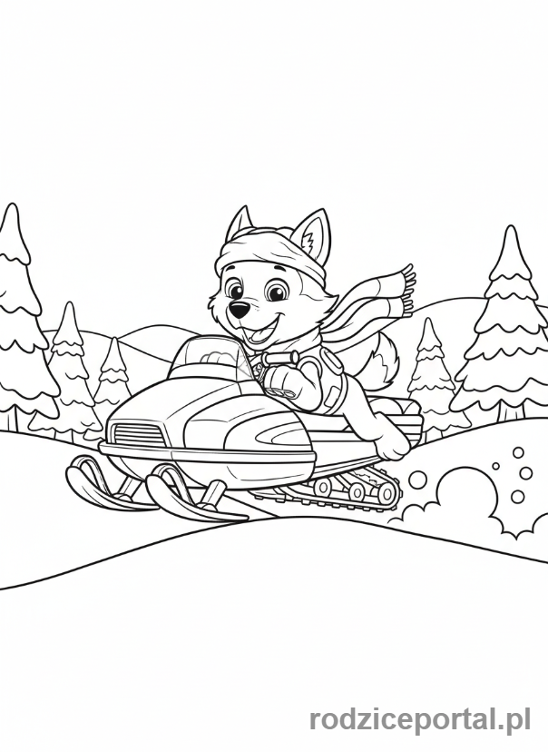 Kolorowanka Psi Patrol - Everest na skuterze śnieżnym